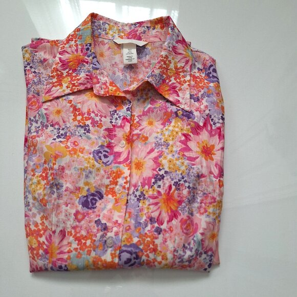 H&M Bright Floral Button Down Shirt NWT - Picture 7 of 11